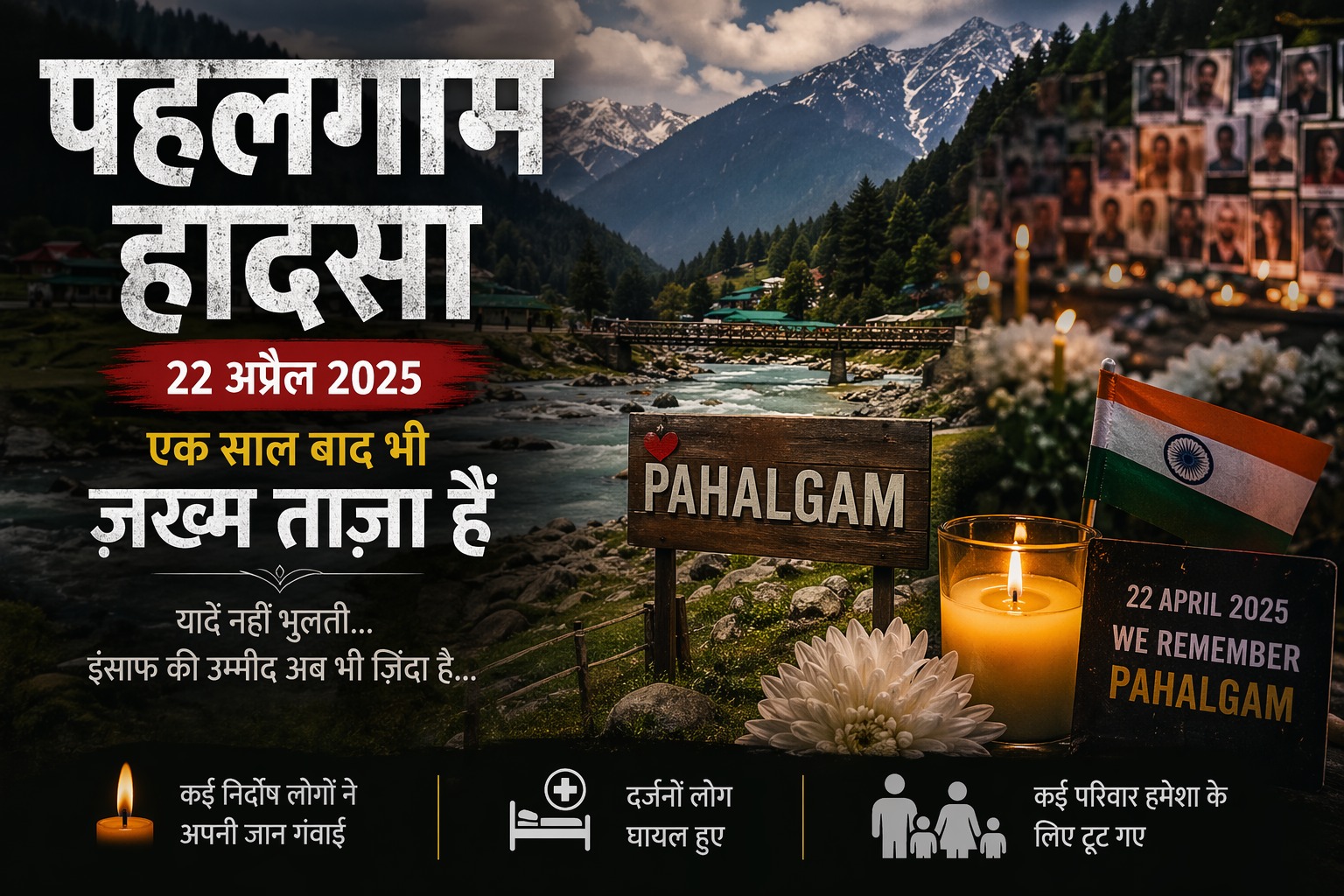 22 अप्रैल 2025 – पहलगाम हादसा: एक साल बाद भी ज़ख्म ताज़ा हैं
