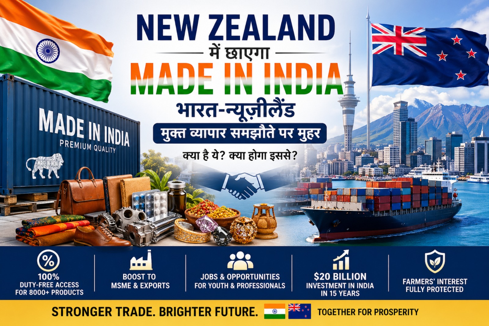 न्यूजीलैंड में छाएगा “Made in India” — भारत-न्यूजीलैंड मुक्त व्यापार समझौता क्या है, इससे क्या बदलेगा  ?