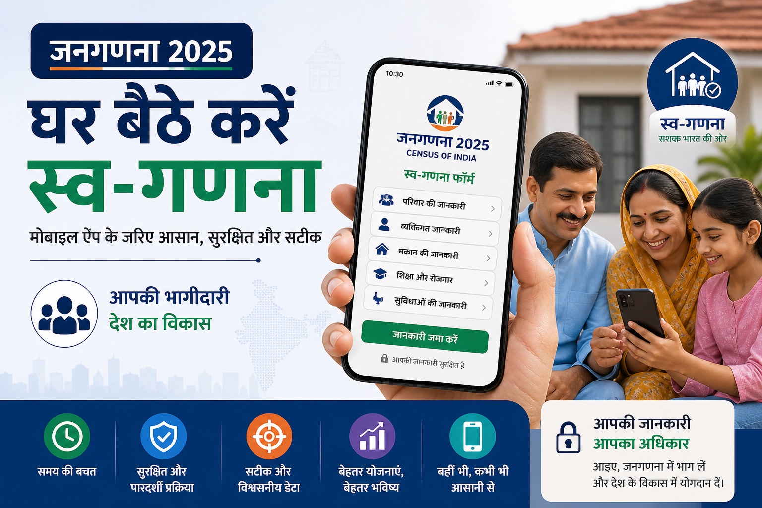 घर बैठे मोबाइल ऐप से होगी स्व-गणना: जानिए जनगणना की नई सुविधा, पूरा तरीका और फायदे