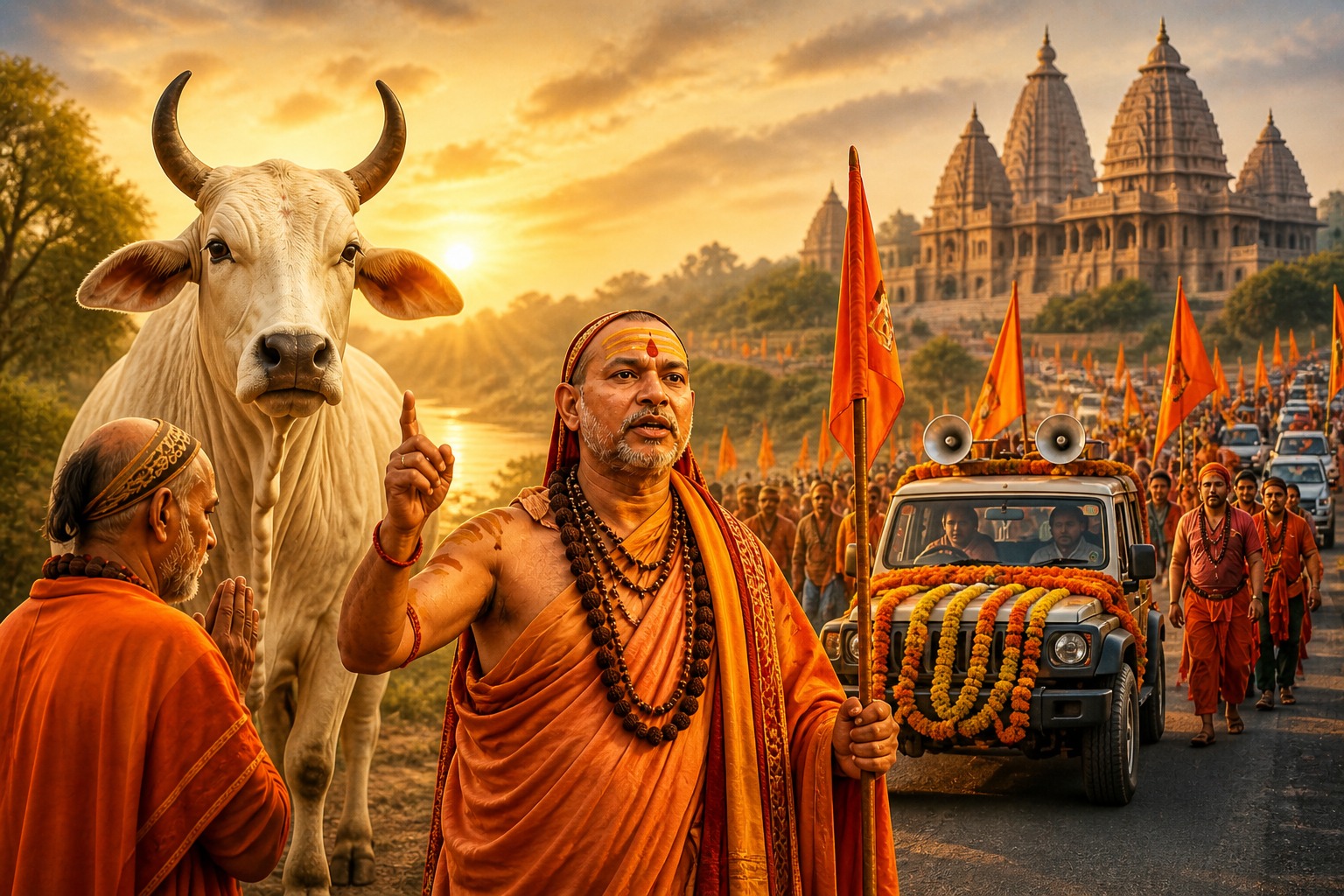पूर्वजों की धरती से उठी आवाज: शंकराचार्य की ‘गविष्टि यात्रा’ और गौ माता को राष्ट्र माता बनाने का संकल्प