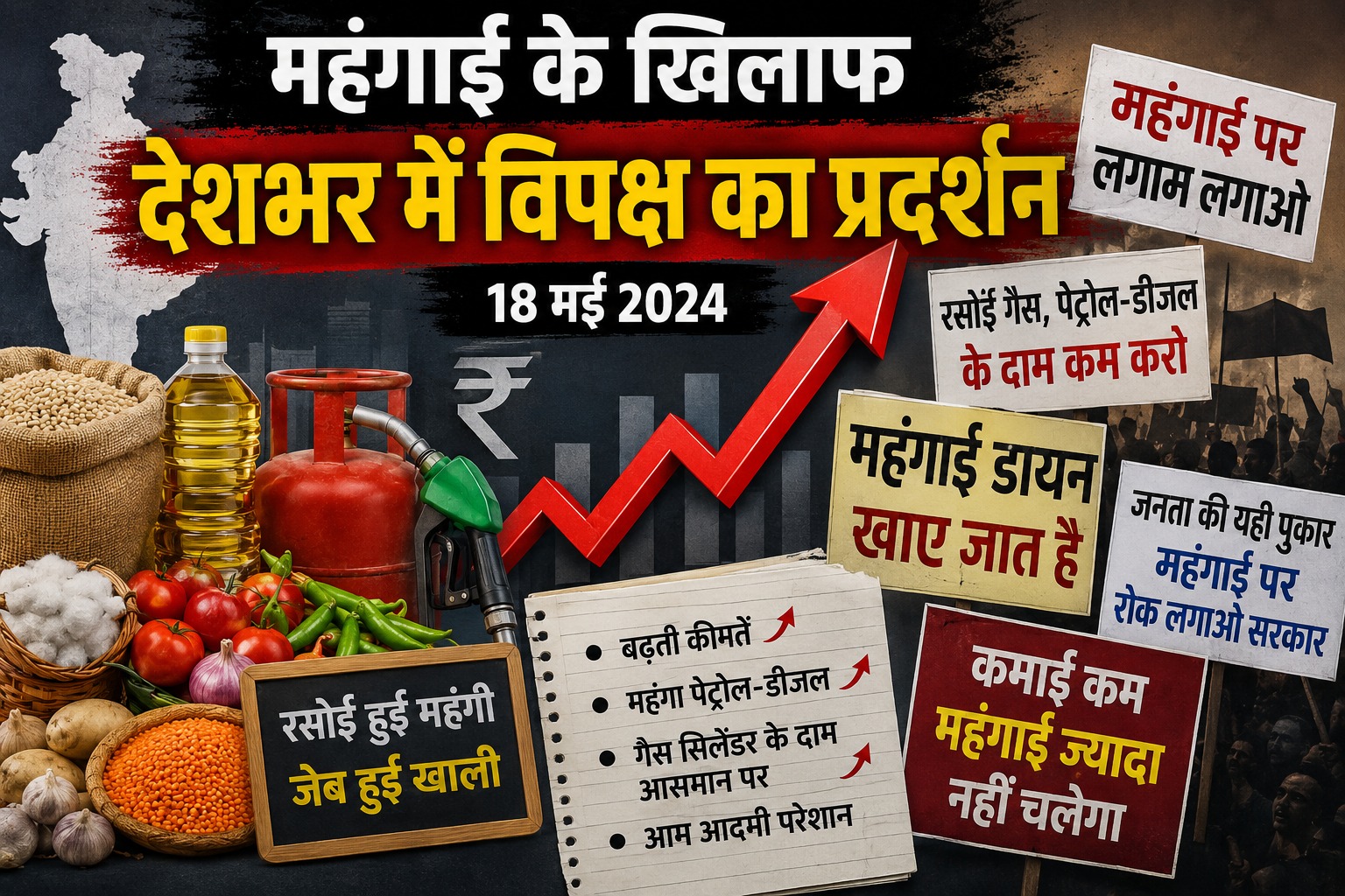 18 मई: महंगाई के खिलाफ देशभर में विपक्ष का प्रदर्शन